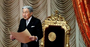 Japan's former Emperor Akihito declares the opening of an ordinary session of parliament in Tokyo, Japan, Jan. 28, 2019.  (Reuters Photo)