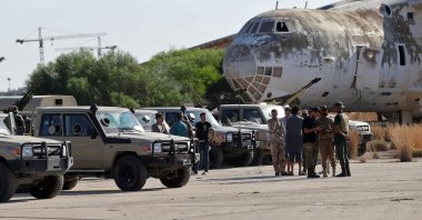 Joint forces affiliated with Libya's Government of National Unity (GNU) assemble inside the closed Tripoli International Airport, Tripoli, Libya, July 25, 2022. (AFP)