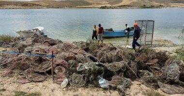 Ghost nets removed from Hirfanlı Dam Lake, in the capital Ankara, Turkey, July 24, 2022. (DHA Photo)