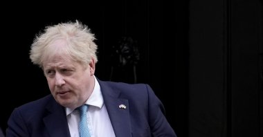 British Prime Minister Boris Johnson leaves 10 Downing Street to attend the weekly Prime Minister's Questions at the Houses of Parliament in London, March 9, 2022. (AP Photo)
