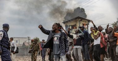 Congolese demonstrators gesture during a protest against the U.N. peacekeeping mission MONUSCO in Goma, Democratic Republic of Congo, July 26, 2022. (AFP Photo)