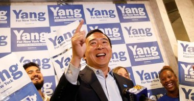 Andrew Yang, a Democratic candidate for New York City mayor, speaks during a campaign appearance in Brooklyn, New York, U.S., June 21, 2021. (Reuters Photo)