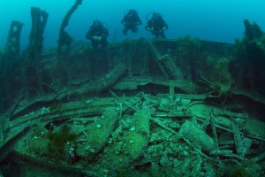 Documentary director and underwater photographer Tahsin Ceylan and his team captured the shipwreck of the British Royal Navy vessel “HMS Majestic” that sank during the Battle of Gallipoli in WWI, Çanakkale, Turkey, Oct. 11, 2019. (AA Photo)