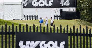 Golfers during a practice round at the LIV Golf Bedminster invitational, Bedminster, New Jersey, U.S., July 27, 2022. (EPA Photo)