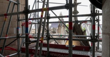 The reconstruction of the site of the Notre Dame de Paris Cathedral is pictured in Paris, France, July 28, 2022. (EPA Photo)