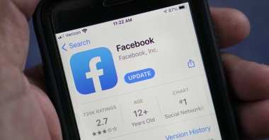 The Facebook app is shown in the app store on a smartphone in Surfside, Florida, U.S., April 23, 2021. (AP File Photo)