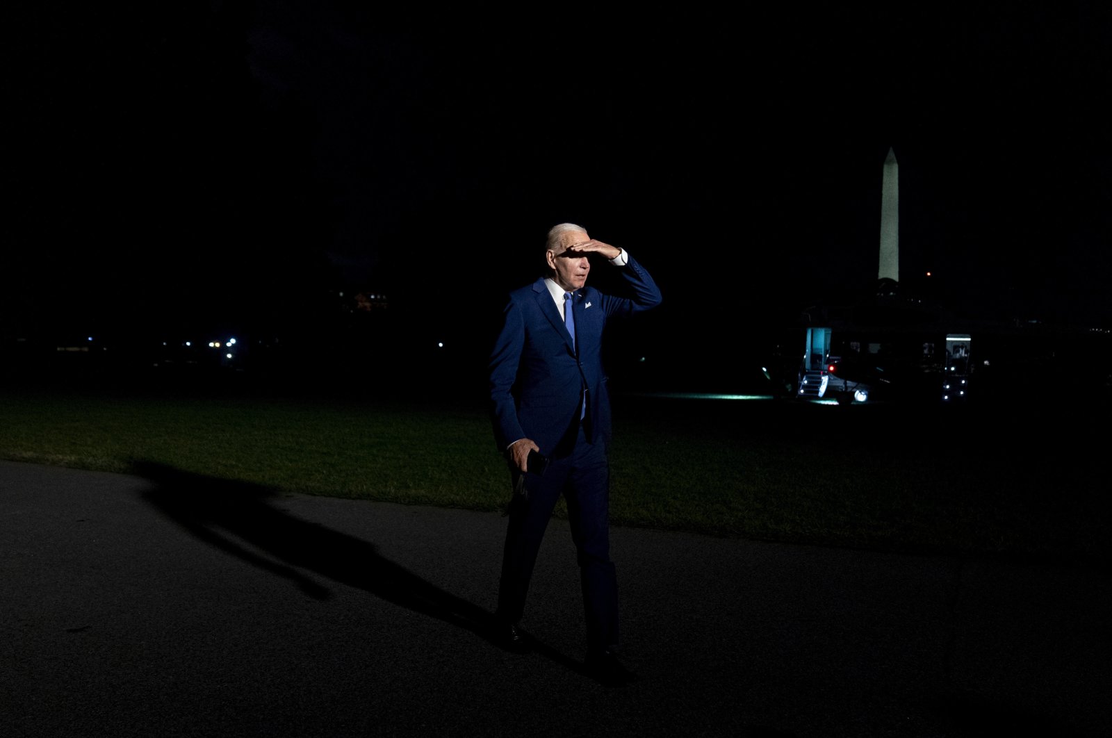 U.S. President Joe Biden arrives at the White House after returning from a trip to Israel and Saudi Arabia, in Washington, D.C., U.S., July 16, 2022. (AP Photo)
