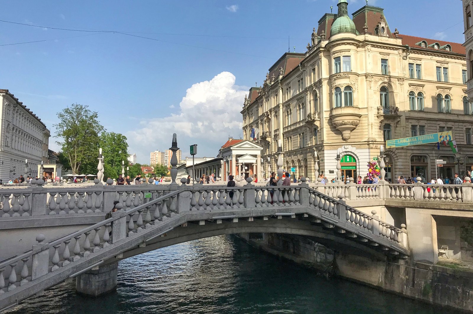 The Triple Bridge, a group of three bridges across the Ljubljanica River, is one of the most important symbols of Ljubljana, Slovenia. (Photo by Özge Şengelen)
