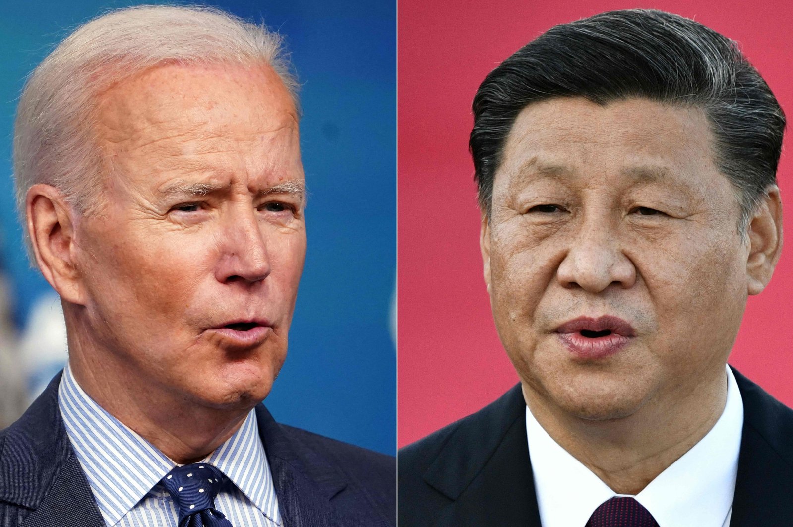 This combination of file pictures created on June 8, 2021, shows U.S. President Joe Biden (L) speaking at the Eisenhower Executive Office Building in Washington, D.C., U.S., on June 2, 2021; and Chinese President Xi Jinping speaking on arrival at Macau&#039;s international airport on Dec. 18, 2019. (AFP Photo)