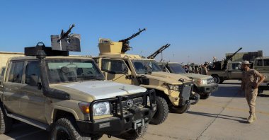 Joint forces affiliated with Libya's Government of National Unity assemble inside the closed Tripoli International Airport, as they deploy on the outskirts and entrances of the capital Tripoli on July 25, 2022. (AFP Photo)