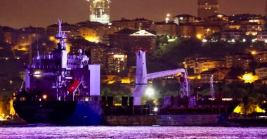Syrian-flagged cargo ship Laodicea transits Bosporus en route to the Mediterranean Sea in Istanbul, Turkey, July 23, 2022. (Reuters Photo)
