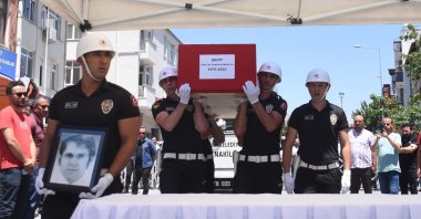 The funeral for Dr. Ekrem Karakaya, who was killed by the relative of a patient in Kayseri, central Turkey, July 7, 2022. (DHA PHOTO)