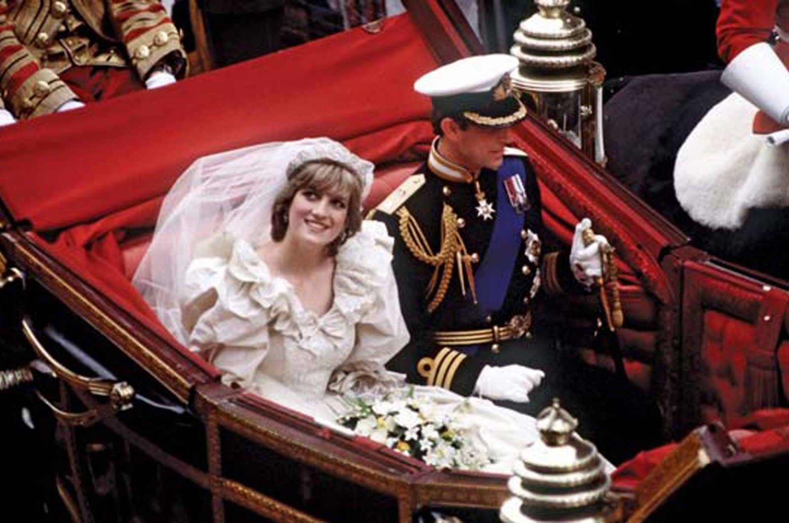 The Prince and Princess of Wales travel by carriage from St. Paul&#039;s Cathedral back to Buckingham Palace after their wedding,  London, Britain, July 29, 1981. (Sabah Archive Photo)