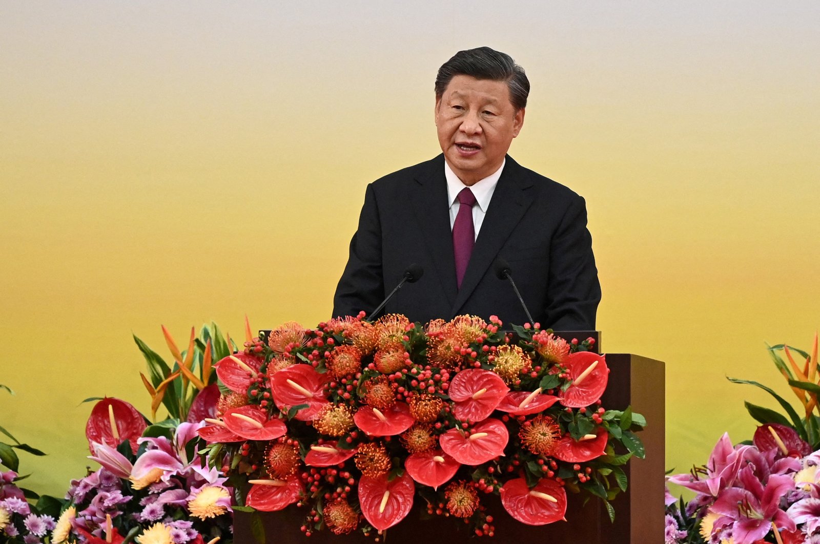 China&#039;s President Xi Jinping gives a speech following a swearing-in ceremony to inaugurate Hong Kong&#039;s new leader and government, Hong Kong, China, July 1, 2022. (Reuters File Photo)
