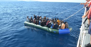 Turkey&#039;s Coast Guard Command saves the lives of irregular migrants in the Aegean Sea, Izmir, Turkey, July 31, 2022. (AA)