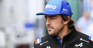 Alpine's Fernando Alonso prior to the F1 Hungarian GP, Budapest, Hungary, July 31, 2022. (AP Photo)