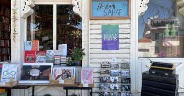 A view of the display window of Heybeli Sahaf on Heybeliada, the Princes&#039; Islands, Istanbul, Turkey, Aug. 8, 2022. (AA Photo)