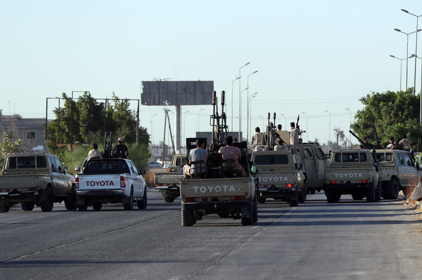 Joint forces affiliated with Libya&#039;s Government of National Unity (GNU) assemble inside the closed Tripoli International Airport, as they deploy on the outskirts and entrances of the capital Tripoli, Libya, July 25, 2022. (AFP Photo)