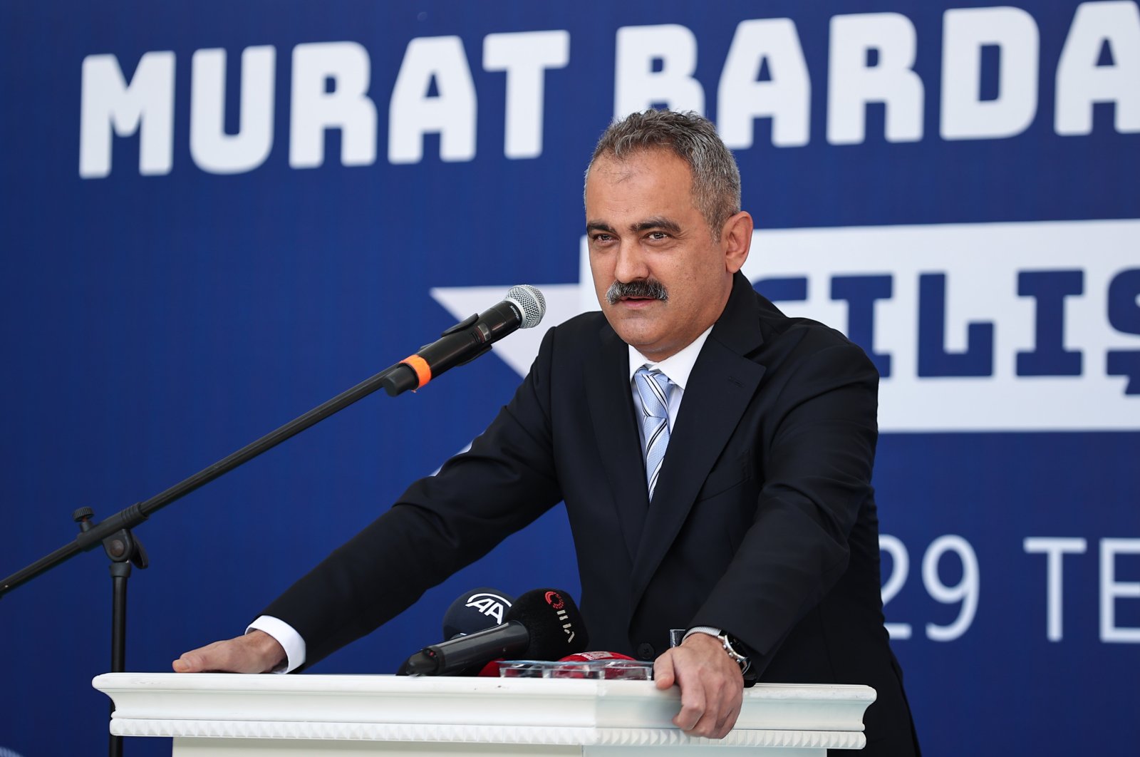 Education Minister Mahmut Özer speaks at an opening ceremony of a library in Istanbul, Turkey, July 29, 2022. (AA Photo)