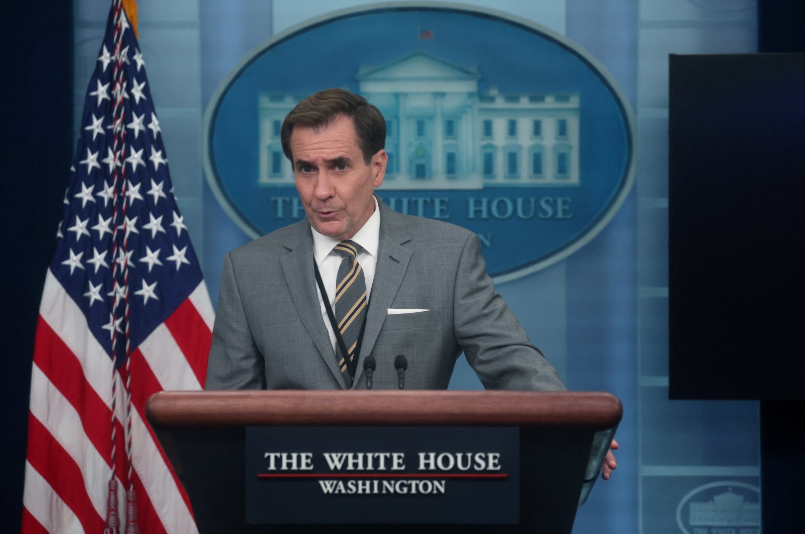 John Kirby, national security council coordinator for strategic communications, takes part in White House Press Secretary Karine Jean-Pierre&#039;s press briefing at the White House in Washington, U.S., Aug.1, 2022. (Reuters Photo)