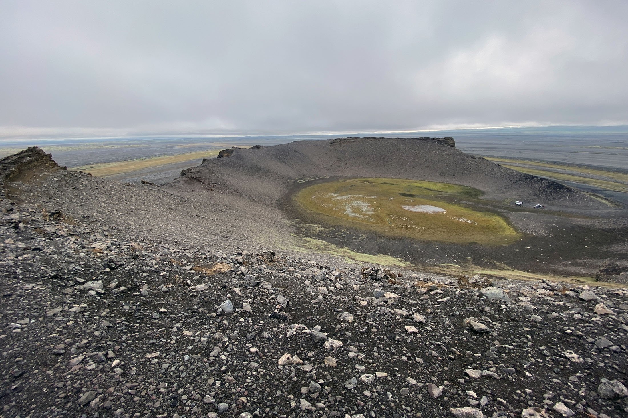 Askja, deep inside the high plateau on the northern side of Vatnajökull National Park, is the central volcano of a system bearing the same name, which consists of at least three craters, one inside the other. (dpa Photo)