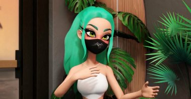 A still shot shows metaverse-born singer, dancer and influencer Polar.