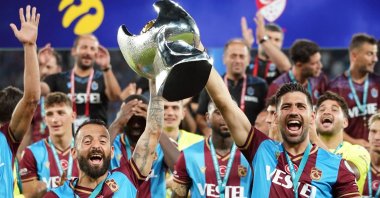 Trabzonspor players celebrate winning the Turkish Super Cup, Istanbul, Turkey, July 30, 2022. (IHA Photo)