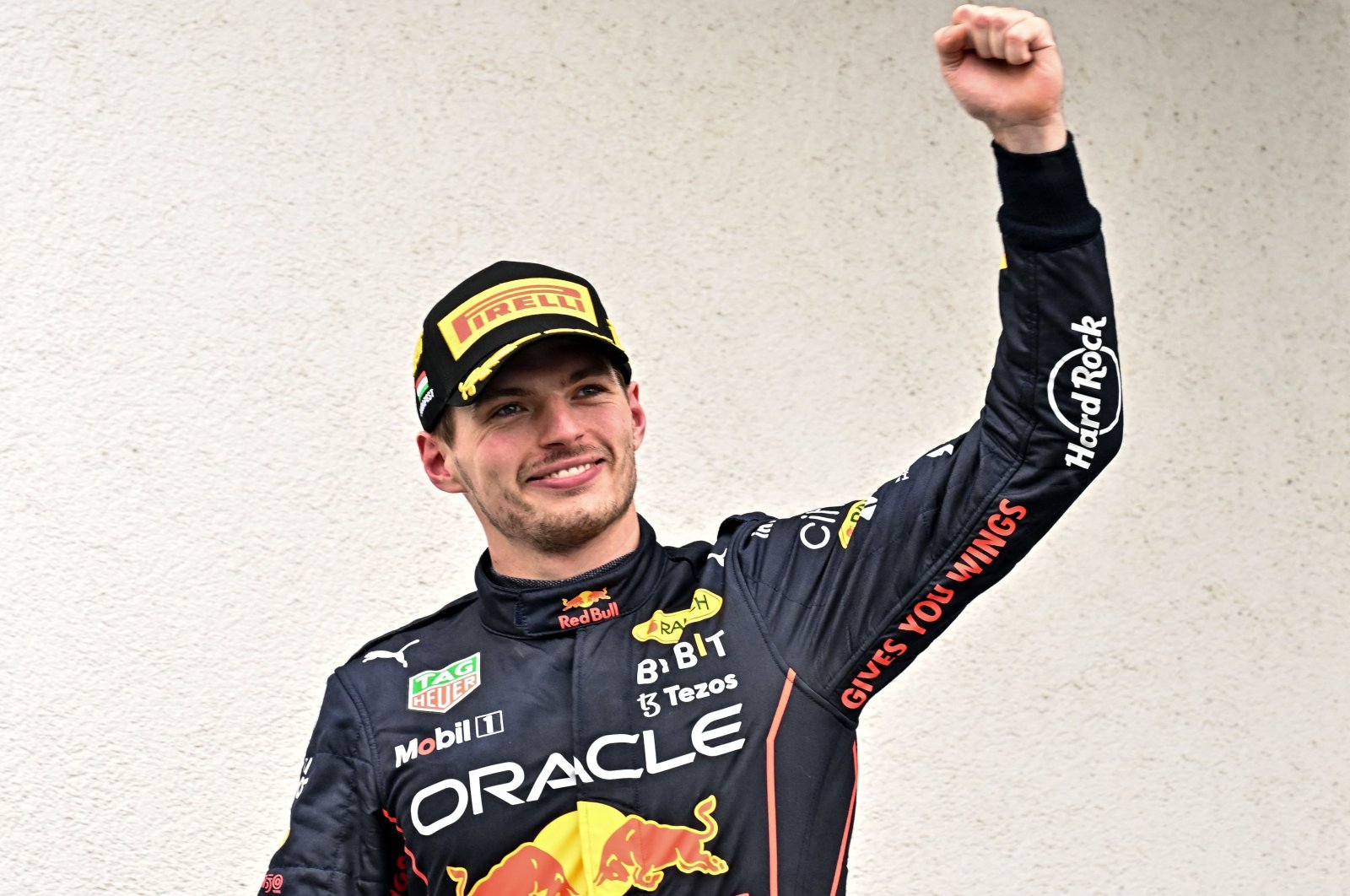 Red Bull Racing&#039;s Max Verstappen celebrates winning the F1 Hungarian Grand Prix, Budapest, Hungary, July 31, 2022. (AFP Photo)