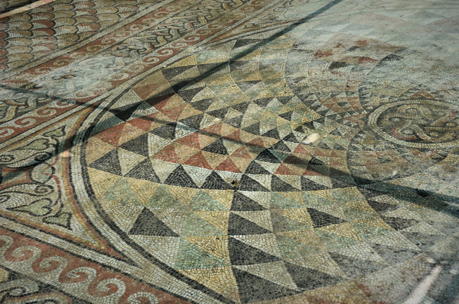 A close up of a mosaic at the ancient city of Myrleia, Bursa, northwestern Turkey, Aug. 1, 2022. (AA) 