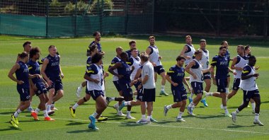 Fenerbahçe players attend a training session, in Istanbul, Turkey, Aug. 3, 2022. (İHA PHOTO) 