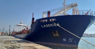 A view shows the ship &quot;Laodicea&quot; docked at port of Tripoli in northern Lebanon, July 29, 2022. (Reuters Photo)