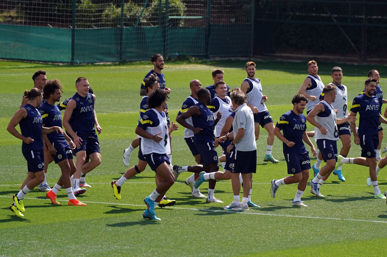Fenerbahçe players attend a training session, in Istanbul, Turkey, Aug. 3, 2022. (İHA PHOTO) 