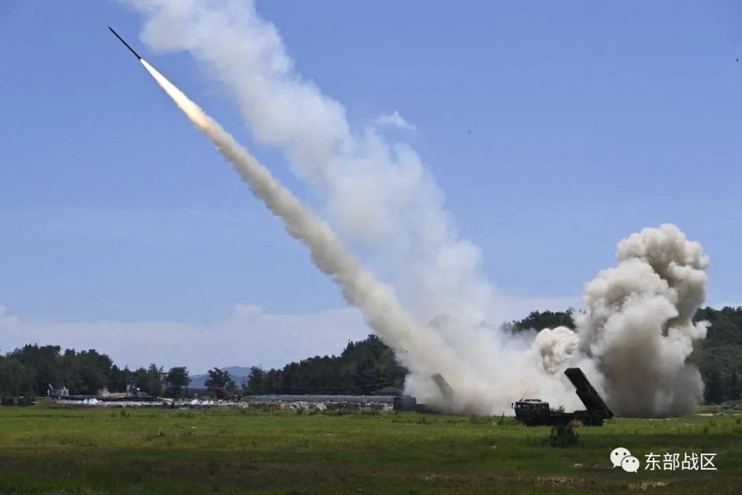 Ground forces under the Eastern Theatre Command of China&#039;s People&#039;s Liberation Army conduct a long-range live-fire drill into the Taiwan Strait from an undisclosed location in this handout released on Aug. 4, 2022. (Eastern Theatre Command Handout via Reuters)