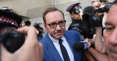 Actor Kevin Spacey leaves the Central Criminal Court, known as the Old Bailey, in London, Britain, July 14, 2022. (EPA Photo)
