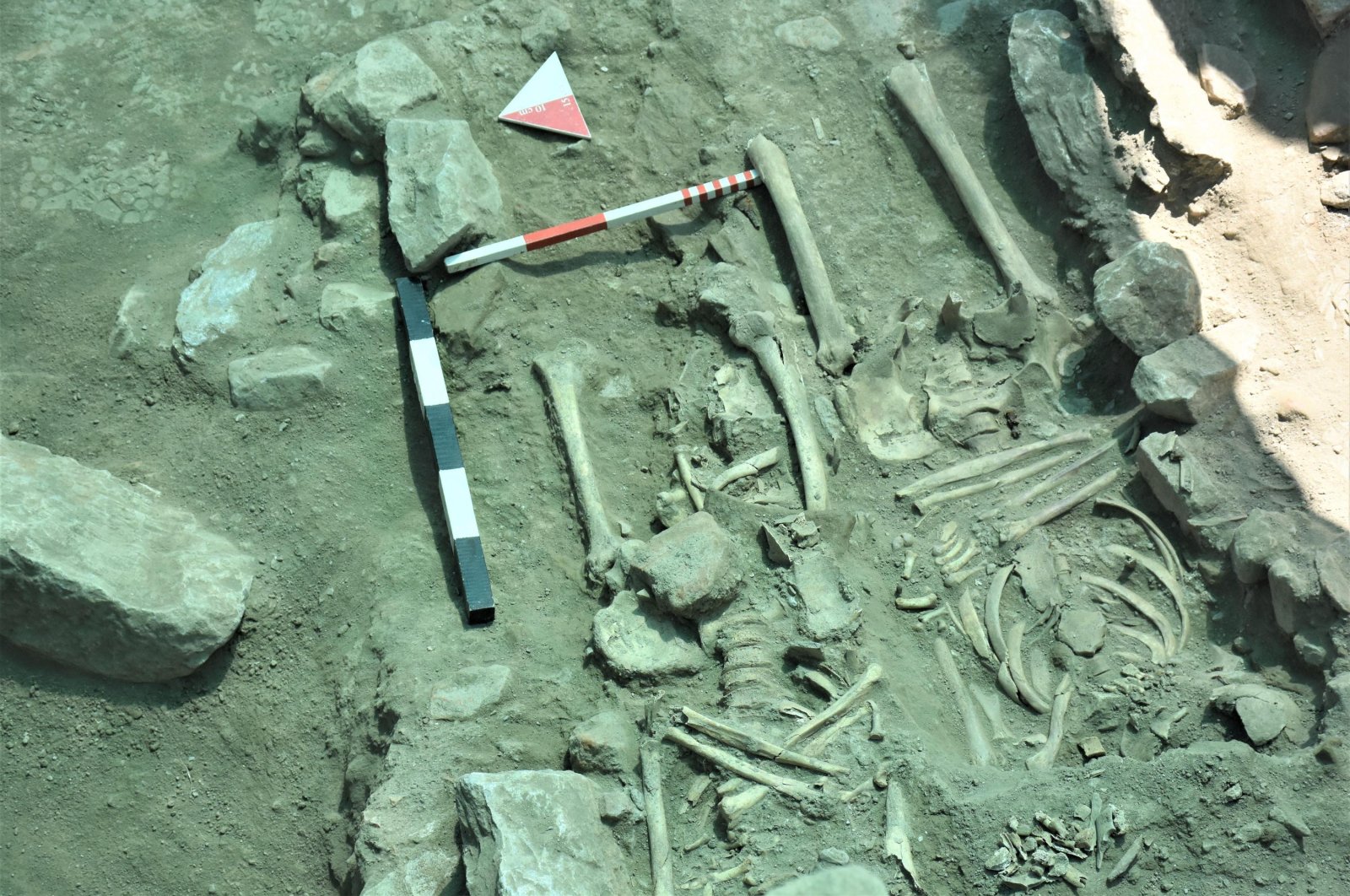 Six new human skeletons have been discovered at Ayasuluk Hill&#039;s Saint Jean Church, located in western Izmir province&#039;s Selçuk district, Turkey, Aug. 3, 2022. (DHA Photo)