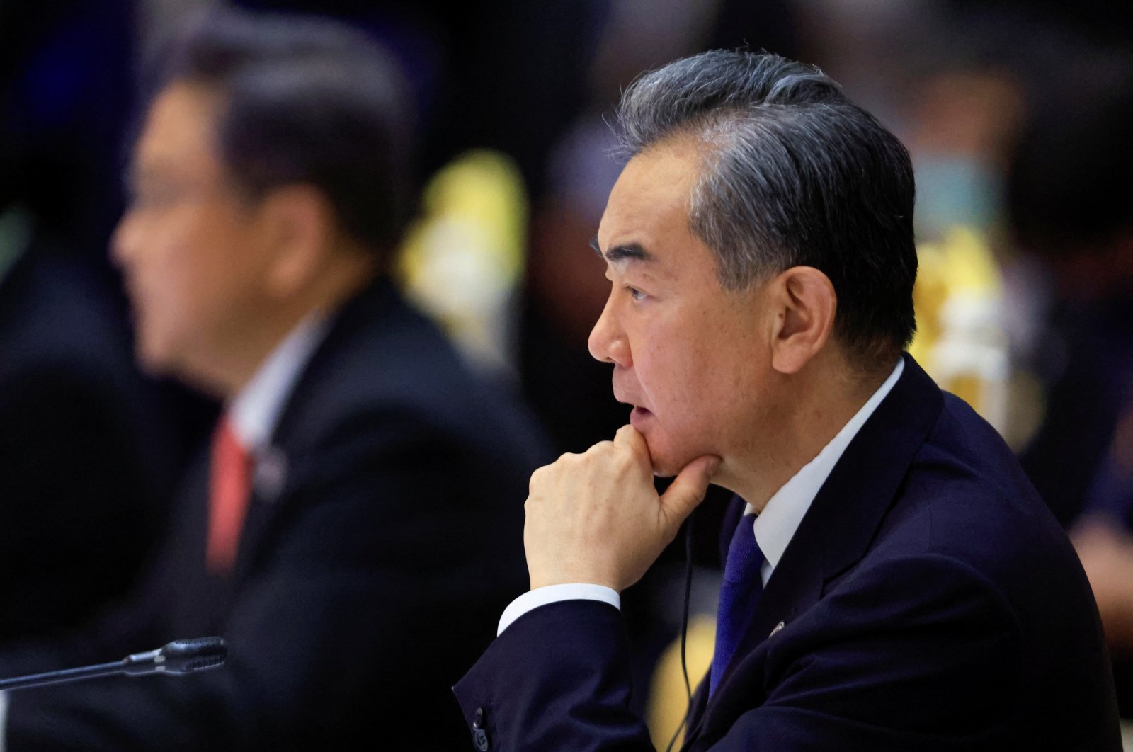Chinese Foreign Minister Wang Yi attend the ASEAN Plus Three Foreign Ministers’ Meeting in in Phnom Penh, Cambodia, Aug. 4, 2022. (Reuters Photo)