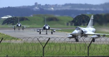 Taiwan Air Force Mirage fighter jets taxi on a runway at an airbase in Hsinchu, Taiwan, Aug. 5, 2022. (AP Photo)