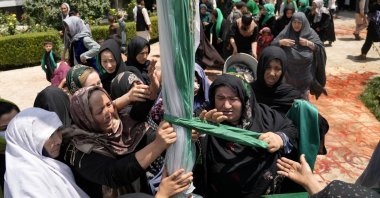Afghan Shiite Muslim women attend a mourning ceremony three days ahead of Ashura at a mosque in Kabul, Afghanistan, Aug. 5, 2022. (AP Photo)