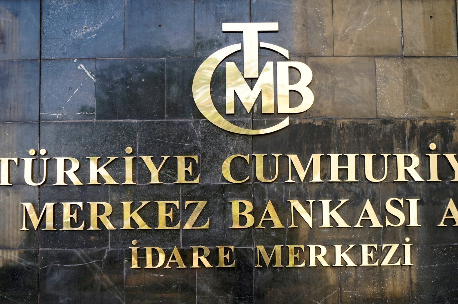 A logo of Turkey&#039;s central bank at the entrance of the bank&#039;s headquarters in capital Ankara, Turkey, April 19, 2020. (Reuters Photo)