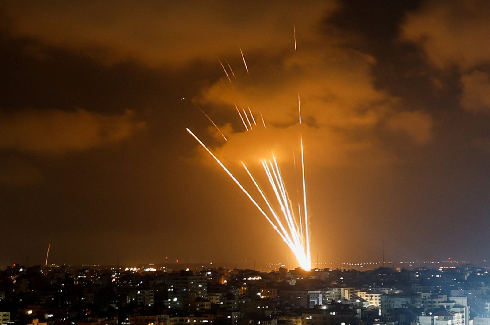 Rockets are fired into Israel in response to Israeli airstrikes, Gaza City, Palestine, Aug. 5, 2022. (Reuters Photo)