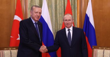 President Recep Tayyip Erdoğan (L) during his meeting with Russian President Vladimir Putin, Sochi, Russia, Aug. 5, 2022. (AA Photo)