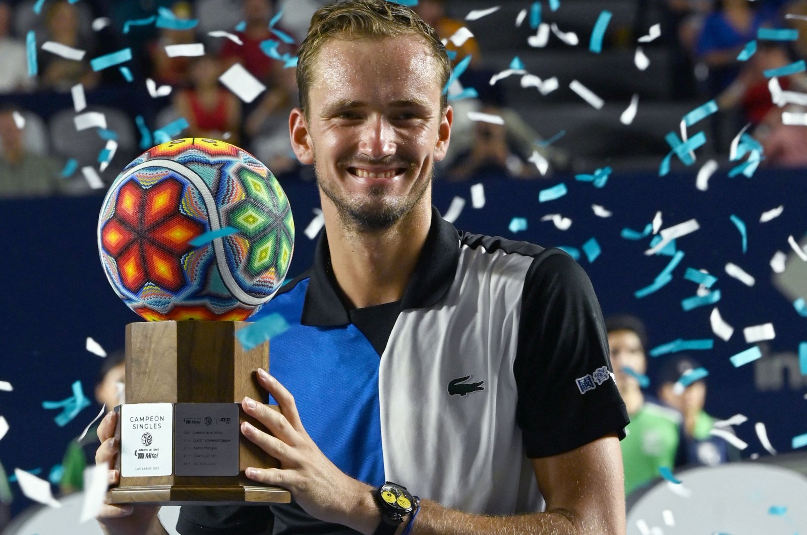 Russia&#039;s Daniil Medvedev after winning the Mexico ATP Open 250, Los Cabos, Mexico, Aug. 6, 2022. (AFP Photo)