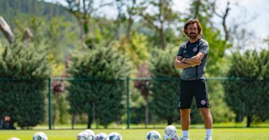 Andrea Pirlo attends a training session at Turkish Football Federation (TFF) facilities in Istanbul, Turkey, July 27, 2022. (AFP PHOTO)