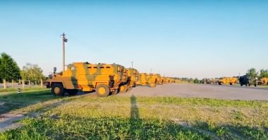 A screengrab shows BMC's Kirpi MRAPs in Ukraine.

