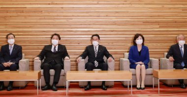 Japan's Prime Minister Fumio Kishida (C) attends an extraordinary Cabinet meeting at the prime minister's official residence in Tokyo, Japan, Aug. 10, 2022. (AFP Photo)