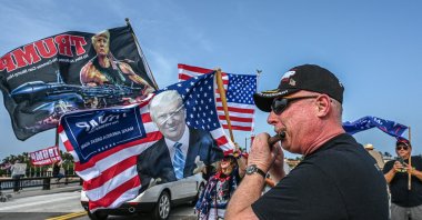 Supporters of former U.S. President Donald Trump gather near his residence at Mar-A-Lago in Palm Beach, Florida, U.S., Aug. 9, 2022. (AFP Photo)