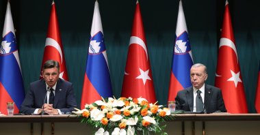 President Recep Tayyip Erdoğan (R) and his Slovenian countrpart Borut Pahor attend a news conference in Ankara, Türkiye, Aug. 10, 2022. (AA Photo)