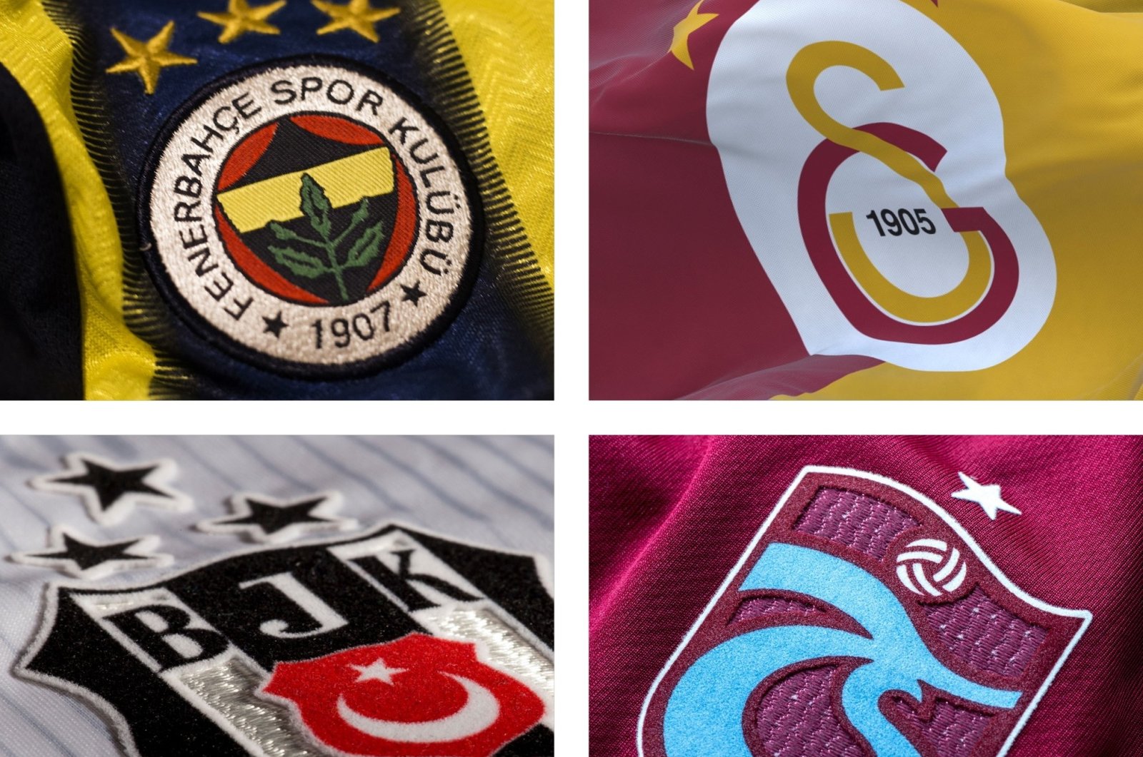 The emblems of Türkiye&#039;s top four football clubs are seen in this photo combination. 
