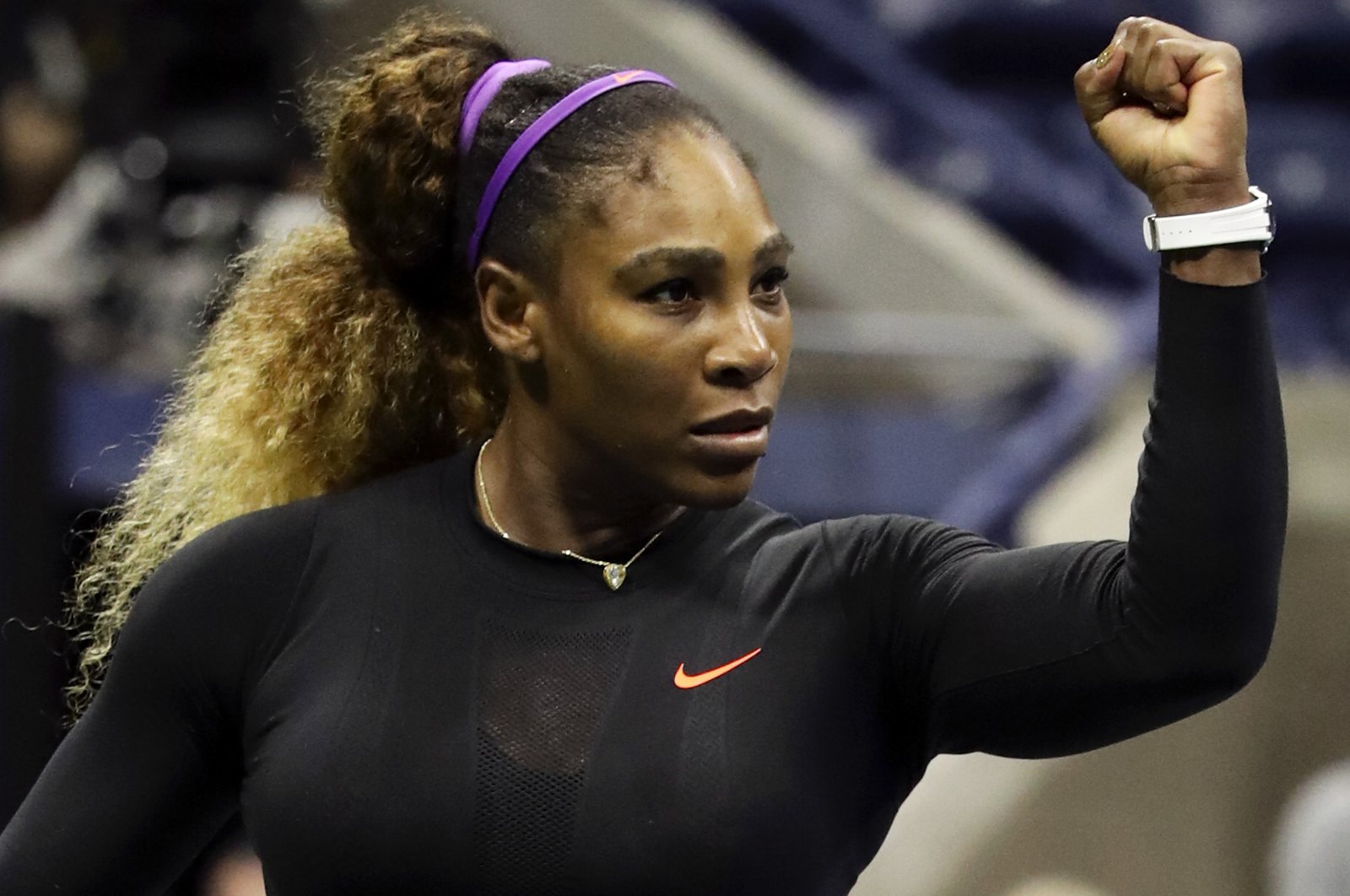 Serena Williams reacts after beating Catherine McNally in the U.S. Open, New York, U.S., Aug. 28, 2019. (EPA Photo) 