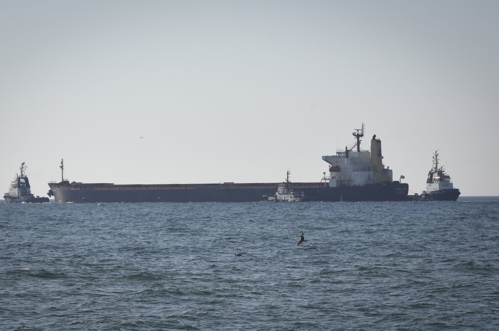 Cargo ship &quot;Ocean Lion&quot; makes its way from the port in Odessa, Ukraine, Aug. 9, 2022. (AP Photo)